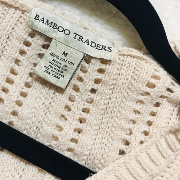 Bamboo Trader Cream Crochet Hoodie Sweater M - Picture 5 of 7